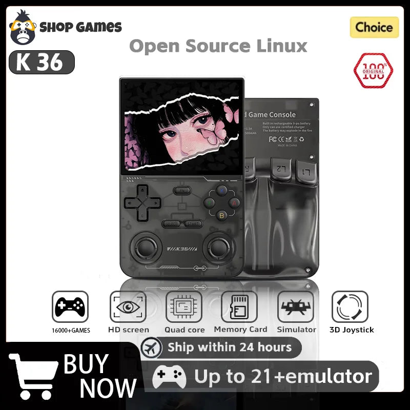 Open Source K36 Retro Handheld portable Video Gameing Console R36S for PS1/PSP/DC/N64/SS  3.5 Inch IPS Screen Preferred Gift