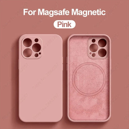 Liquid Silicone For Magsafe Magnetic Case For iPhone 16 15 14 12 11 13 Pro Max 16 Plus Wireless Charging Cover Phone Accessories