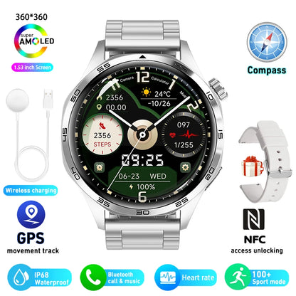 For HUAWEI GT5 Pro GPS NFC Smart Watch Men 360*360 AMOLED Screen Heart rate Bluetooth Call IP67 Waterproof Man Smartwatch 2025