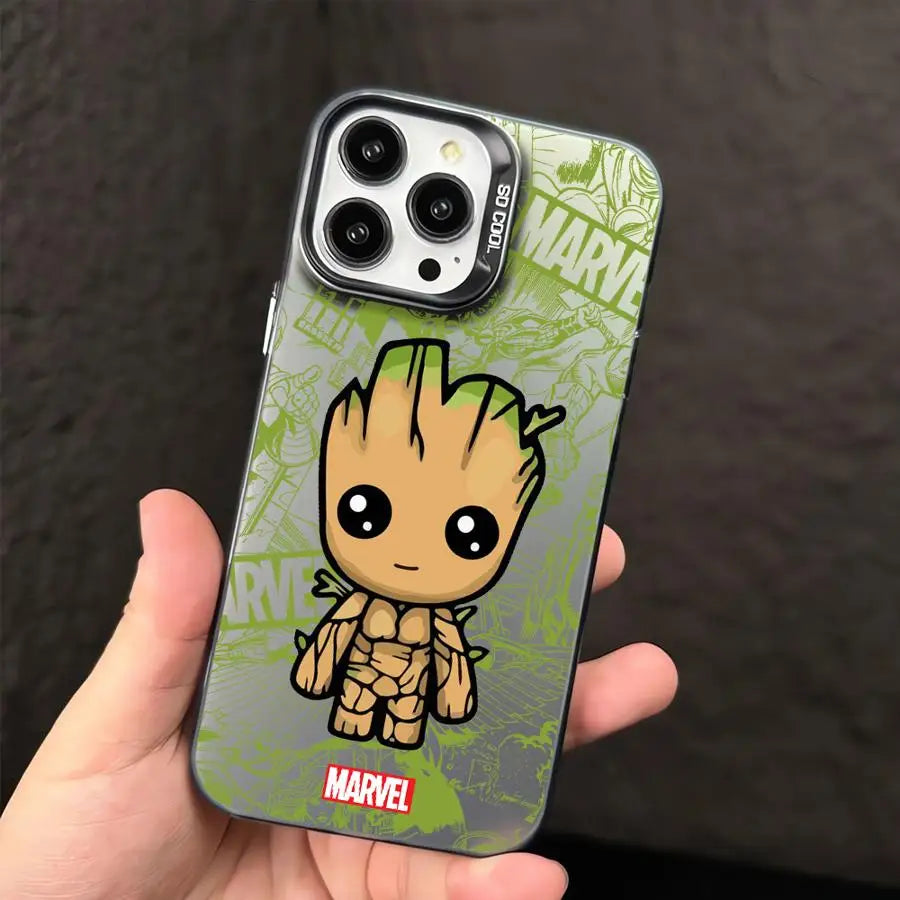 Marvel Cute Spider Man Groot Phone Case for iPhone 16 Pro 15 Pro Max 14 13 12 11 XS 14 Pro Max 16 Plus 14Pro 12Pro Soft Shell