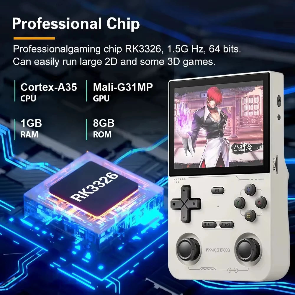 Open Source K36 Retro Handheld portable Video Gameing Console R36S for PS1/PSP/DC/N64/SS  3.5 Inch IPS Screen Preferred Gift