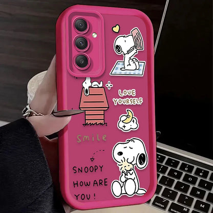 Cute Anime S-Snoopys Case For Samsung Galaxy S24 S25 S23 Ultra S22 S21 Plus FE A36 A56 A26 A16 A06 A15 A25 A35 A55 5G Back Cover