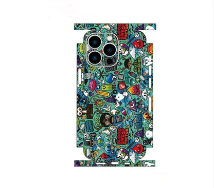Colorful Decal Skin For iPhone 15 14 13 12 11 Pro Max Cases Universe Astronaut Cover Protector Wrap Ultra Thin Stickers