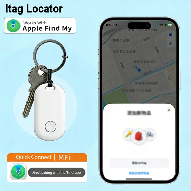 Smart Bluetooth GPS Tracker Work with Apple Find My APP ITag Anti Lost Reminder Device MFI Rated Locator Car Key Pet Kids Finder