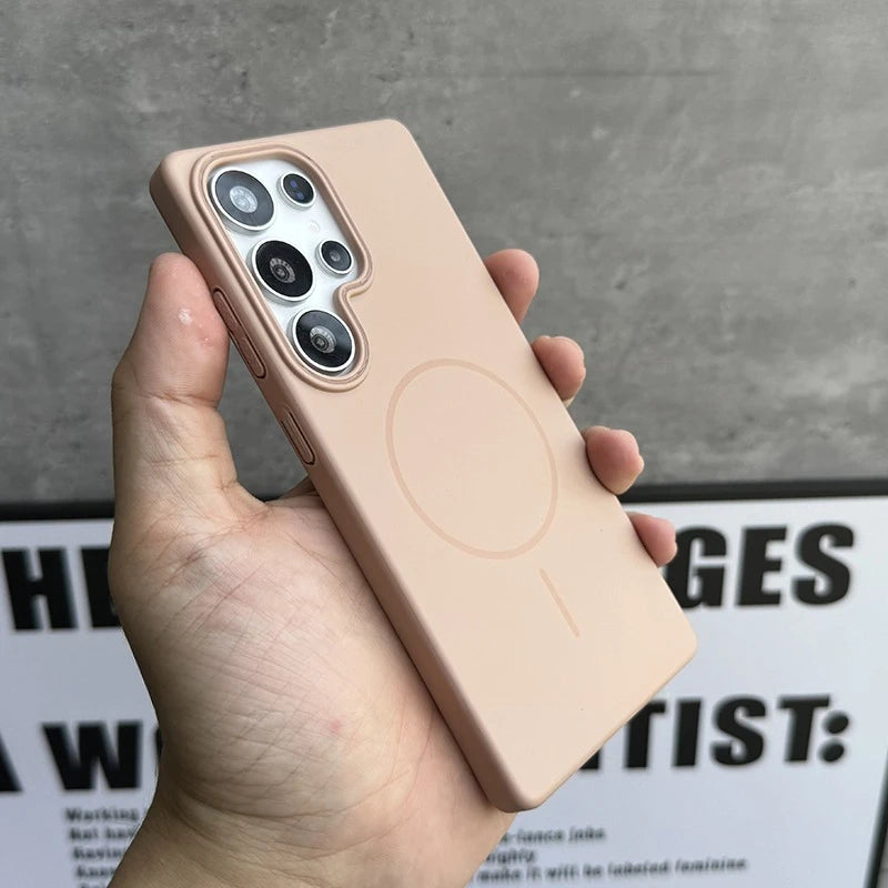 Luxury Slim Matte Magsafe Case for Samsung Galaxy S25 S24 S23 Ultra S22 Plus S21 Note 20 Solid Color Shockproof PC Phone Cover