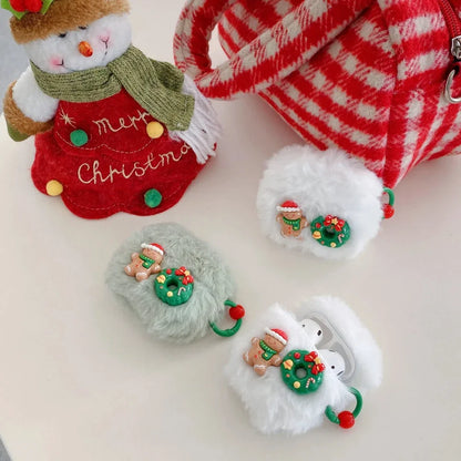 Plush Christmas Bow For Apple Airpods 4 3 Airpods 2 Case For Airpods Pro Pro2 Shell Cover Protective Case Earphone Accessories
