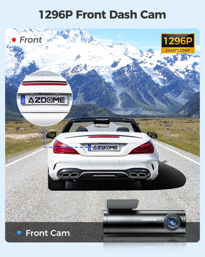 AZDOME Dash Cam 1296P WiFi Dash Camera for Cars Voice Control Dashcams Night Vision Loop Recording G-Sensor 24H Parking Monitor