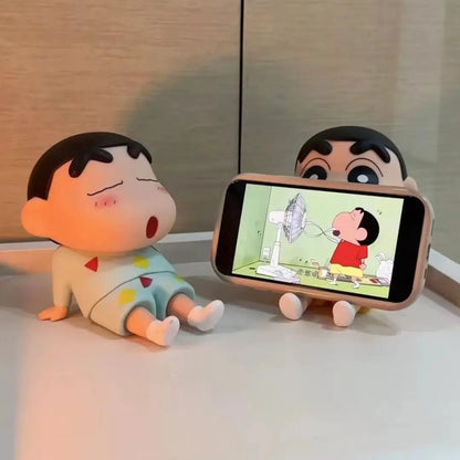 2025 New Crayon Shin chan Anime Lazy Phone Stand Mobile Stand Desktop Ornament Trendy Play Handmade Model Doll