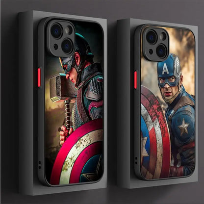Marvel Captain America Phone Case for iPhone 13 Mini 7 8 Plus XR 12 16 14 Pro SE 16e 11 Pro 15 XS Max 13 Matte Cover