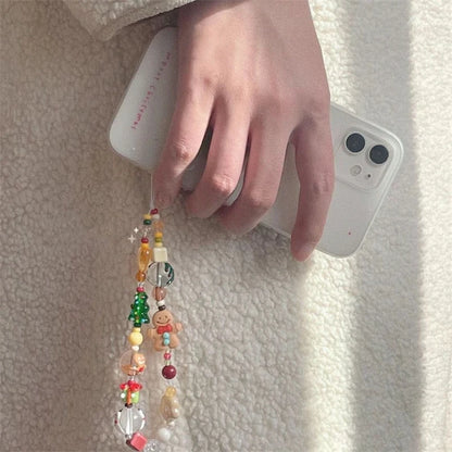 Cute Christmas Tree Phone Chain Pendant Wrist Strap Anti-lost Lanyard For iPhone 16 Decorative Strap Bracelet Phone Accessories