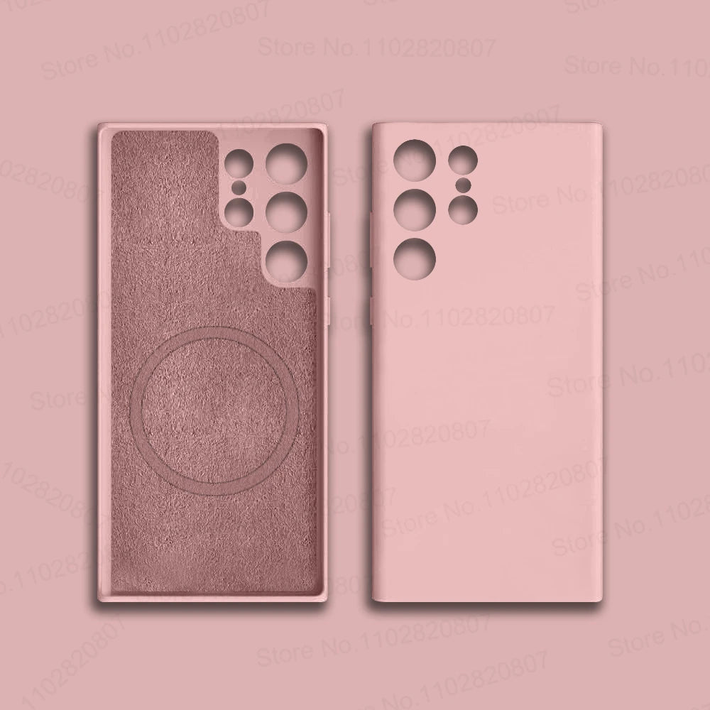 Original For Magsafe Silicone Case For Samsung Galaxy S22 S23 S24 S25 Ultra S21 FE Wireless Charging Magnetic Cover Accessories