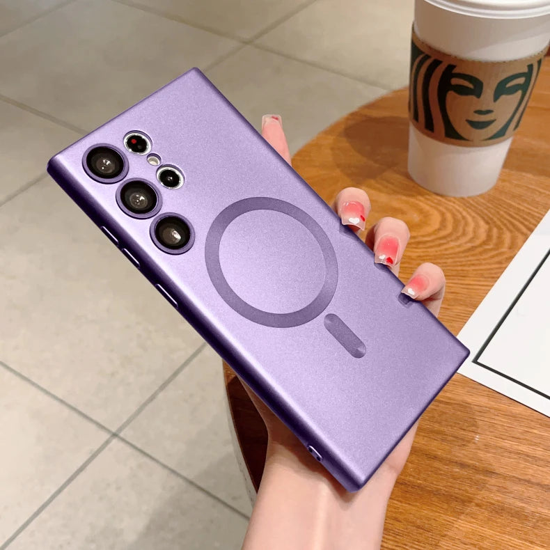 Original For Magsafe Magnetic Silicone Case For Samsung Galaxy S25 S23 S22 S21 S24 Ultra Plus Matte Cases Wireless Charge Cover