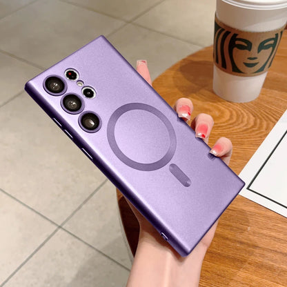 Original For Magsafe Magnetic Silicone Case For Samsung Galaxy S25 S23 S22 S21 S24 Ultra Plus Matte Cases Wireless Charge Cover