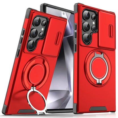 Armor Magnetic Bracket Case for Samsung S25 S24 S22 S21 S23 S20 Ultra Plus FE Slide Camera Protection Shockproof Cover