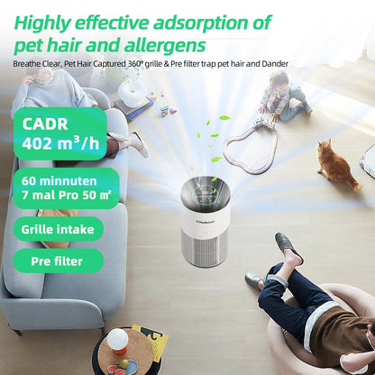 Chuboor Air Purifiers Suitable for Pets 120m² ,H13 Hepa Effectively Removes 99.97% of Pet Odors, Pollen, and Dust humidifier