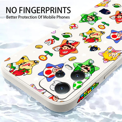 S-Super M-Marios B-Bros Cute Liquid Left Rope For Xiaomi Redmi Note 13 12 12S 12R 11 11T 11S 10 10S Pro Plus 5G TPU Phone Case