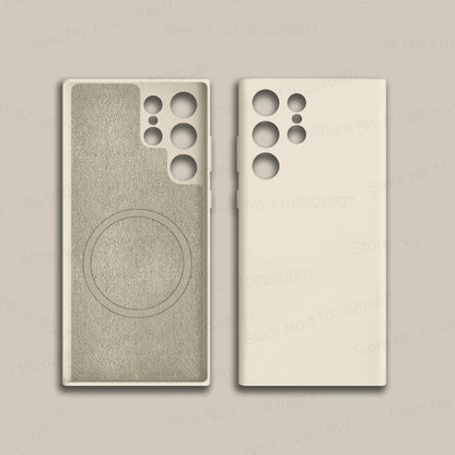 Original For Magsafe Silicone Case For Samsung Galaxy S22 S23 S24 S25 Ultra S21 FE Wireless Charging Magnetic Cover Accessories