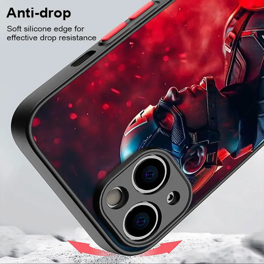 Marvel Captain America Phone Case for iPhone 13 Mini 7 8 Plus XR 12 16 14 Pro SE 16e 11 Pro 15 XS Max 13 Matte Cover