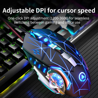 USB Wired Gaming Mouse 6 Button Backlit Ergonomic Mice DPI  Adjustable Optical Mice for PC Gamer Computer Desktop
