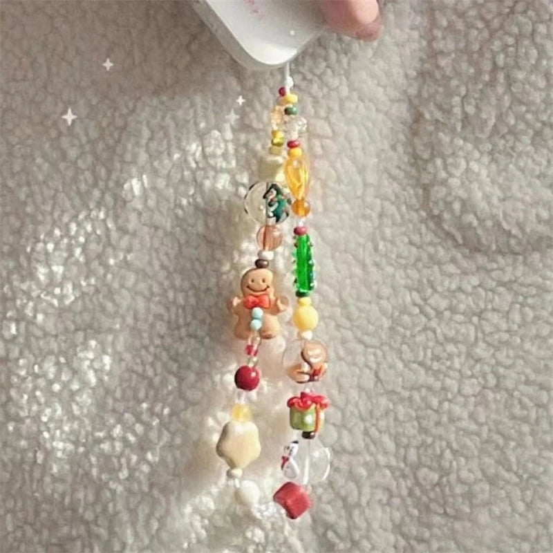 Cute Christmas Tree Phone Chain Pendant Wrist Strap Anti-lost Lanyard For iPhone 16 Decorative Strap Bracelet Phone Accessories