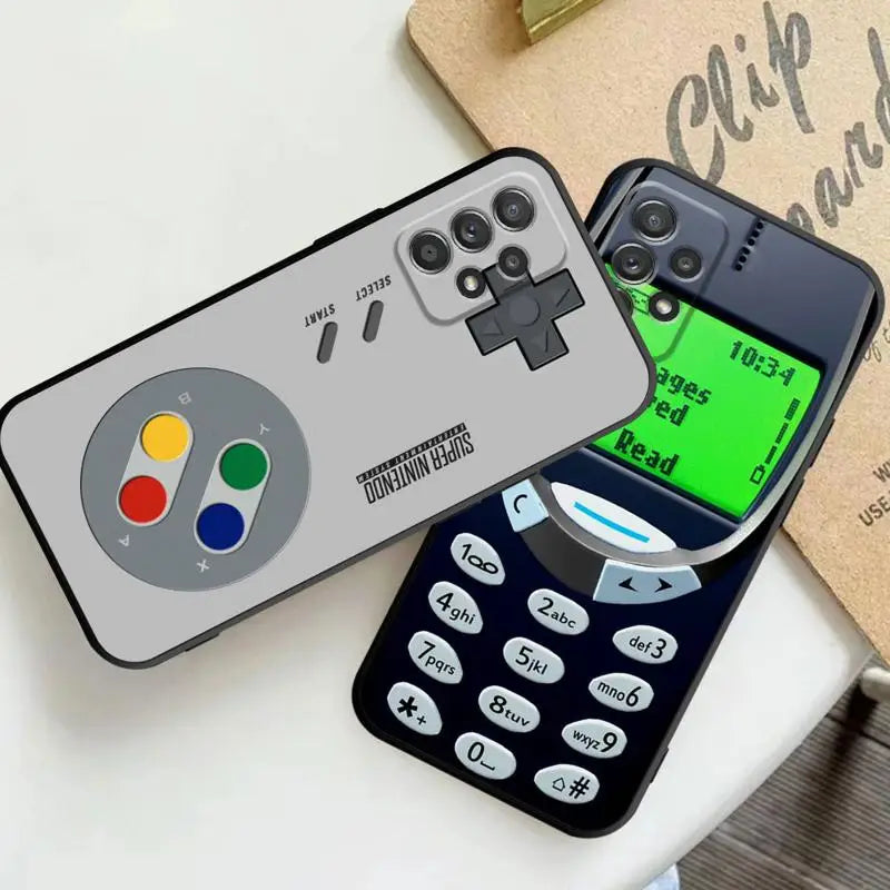 Case For Samsung Galaxy A52 A53 A12 A13 A54 A32 A51 A71 A23 A33 A21s 5G A22 A50 Soft Phone Retro Camera Games