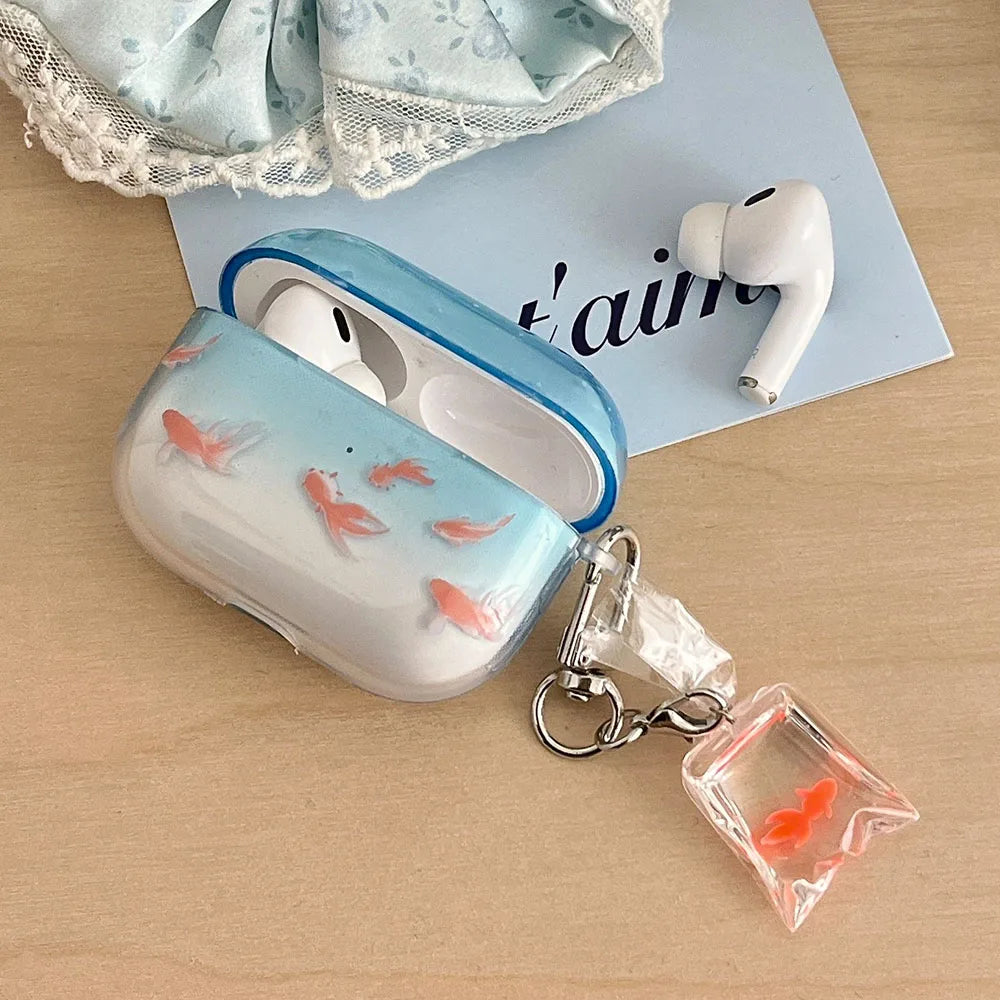 Cute and ornamental koi gradient earphone case for airpods 2 3 4 TPU soft protective cover for airpods pro 2 2nd charge box case