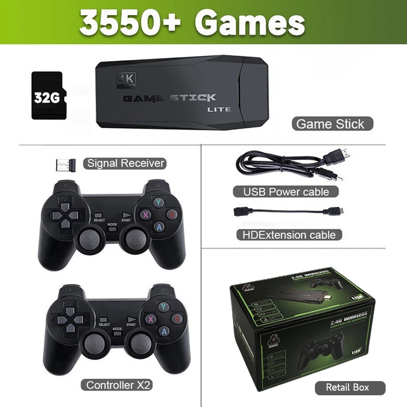 Video Game Sticks M8 Console 2.4G Dual Wireless Controller Game Stick 4K 10000 games 64GB Retro game For Xmas Gift