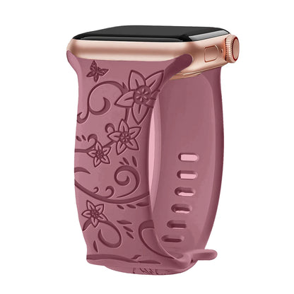 Strap For Apple Watch Band 40mm 44mm 41mm 49mm 45mm 46mm 42mm Silicone Engraved Bracelet iwatch Series ultra 2 10 9 SE 8 7 6 5 4