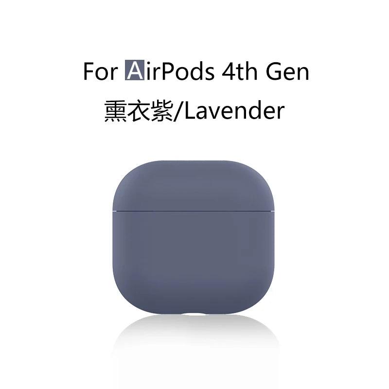 for 2024 AirPods 4 earbuds Solid color Earphone Protector cases with keychain liquid silicone soft for New AirPods 4 ANC Cases
