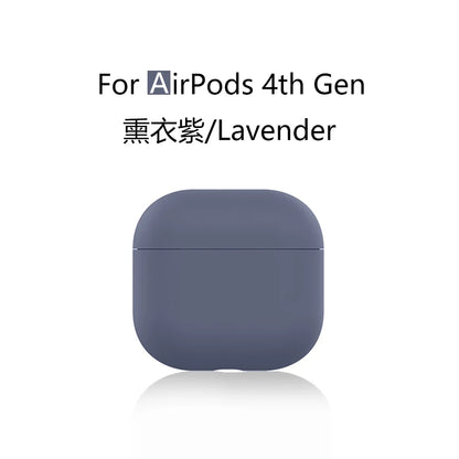 for 2024 AirPods 4 earbuds Solid color Earphone Protector cases with keychain liquid silicone soft for New AirPods 4 ANC Cases
