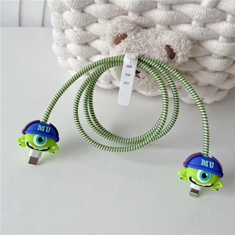 New Cartoon Charger Cable Protector for IPhone 15 14 13 12 18W 20W Charger Protection Cover Stitch Data Line Winder Protective