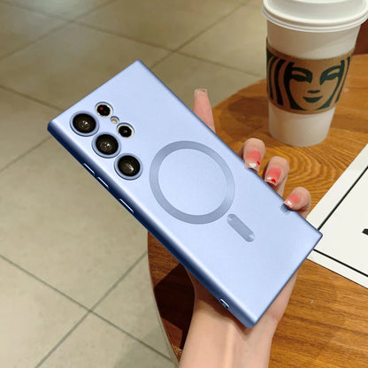 Original For Magsafe Magnetic Silicone Case For Samsung Galaxy S25 S23 S22 S21 S24 Ultra Plus Matte Cases Wireless Charge Cover