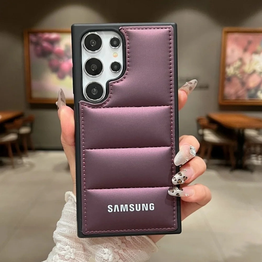 Luxury Down Jackets Air-Bags Silicone Phone Case Samsung Galaxy S25 S24 Ultra S23 S22 Ultra S25 Plus Shockproof Soft TPU  Cover