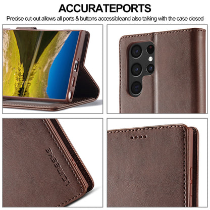 Leather Wallet Case For Samsung Galaxy S25 S24 S23 S22 Ultra S21 S20 FE S10 S9 Plus Note20 10 Plus Business Flip Card Cover