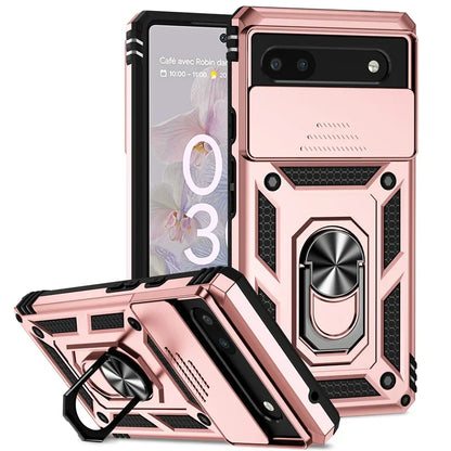 Slide Camera Protect Cover For Google Pixel 10 ProXL 9 8 7 Pro Magnetic Ring Holder Shockproof Armor Phone Case For Pixel 6 7 8A