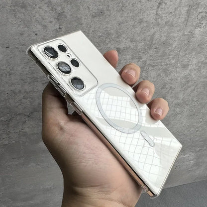 Glossy Transparent Ultra Thin PC Magsafe Case for Samsung Galaxy S25 S24 S23 Ultra S22 Plus Wireless Charging S25 Plus Cover