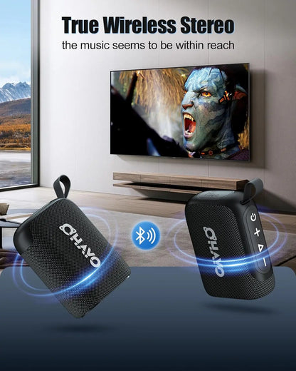 OHAYO Bluetooth Speaker Small Music Box Bluetooth 5.3 with RGB Light, Outdoor Portable Speaker with 24H Battery, IPX7 Waterproof