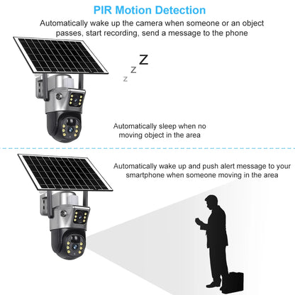 4G / WiFi Solar Camera Dual Lenses Outdoor 8MP 4K Low Power Battery IP Camera PIR Night Vision V380 Pro CCTV Security Protection