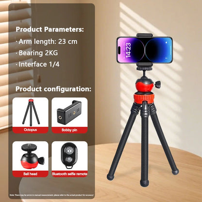 New 2in1 Flexible Octopus Tripod with Remote Control Selfie Stick Big Light Phone Holder Screw Portable for iPhone 13 14 Pro Max