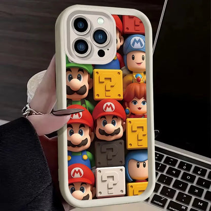 Lovely S-Super M-Mario Bros Phone Case For iPhone 16 15 14 13 12 11 Pro Max XS Max XR 7 8 Plus Shockproof Silicone Soft Cover