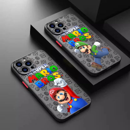 S-Super M-Marios B-Bros Cute Frosted Translucent For Apple iPhone 16 15 14 13 12 11 XS XR X Pro Max Plus Mini TPU Phone Case