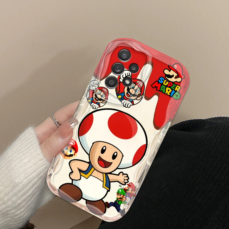 M-Marios Popular Cartoon Art For Samsung A55 A54 A53 A52 A35 A34 A33 A32 A25 A24 A23 A22 A21S A15 A13 A14 5G Wave Oil Funda