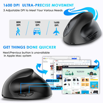 Vertical Grip Silent Wireless Mouse Rechargeable Hand Designer Drawing Office Creative Ergonomic Mouse For Computer PC