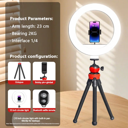 New 2in1 Flexible Octopus Tripod with Remote Control Selfie Stick Big Light Phone Holder Screw Portable for iPhone 13 14 Pro Max