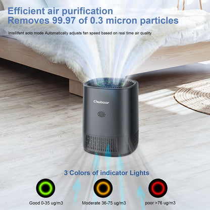 Smart Air Purifier for Home CADR 250m³/h for 18m² App Control H13 HEPA for Bedroom office for Smoke Pet Hair Dust Pollen Odor