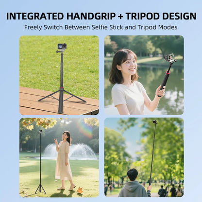 Flymile Action 5 Pro Tripod Adjustable Selfie Stick Long Hand Grip Vlgo Travel Stand for DJI OSMO 360/Action 4 Accessories