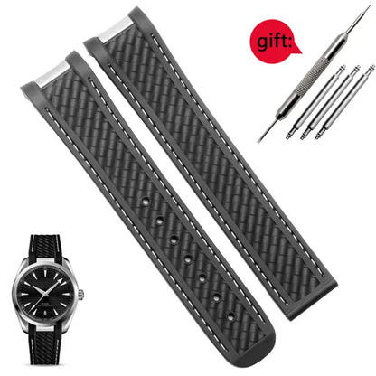 Rubber Watchband For Omega AT150 Seamaster 300 AQUA TERRA Diving watches straps Black Blue Silicone Watch Strap 20mm bracelet