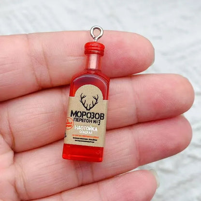 10pcs Mini Alcoholic Drink Bottle Resin Charms Popular Wine Bottles Pendant For Earring Keychain Diy Cute Jewelry Making