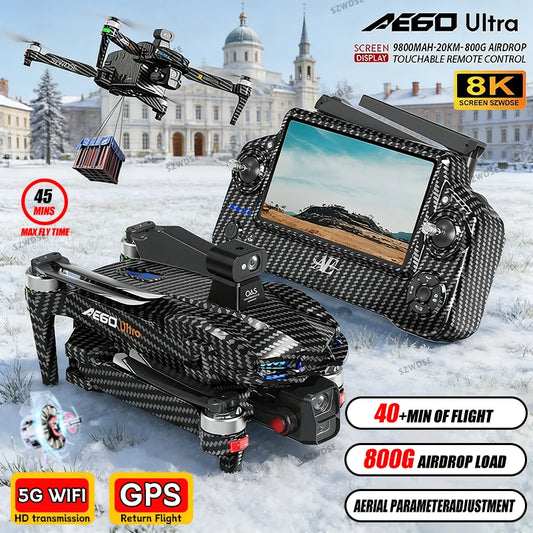 New AE60 GPS RC Drone 8K Professional HD Camera Brushless 3-Axis Gimbal Obstacle Avoidance Large Screen FPV Drones RC Quadcopter