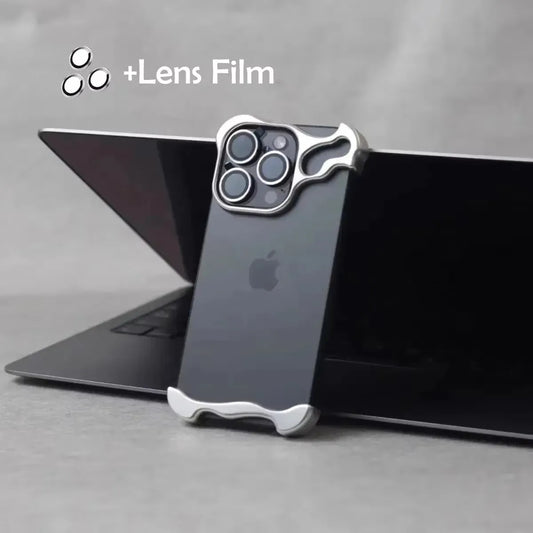 Luxury Irregular Aluminum Alloy Bumper Phone Case For IPhone 16 15 14 13 12 Pro Max 16Pro Plus Lens Film Protection Metal Cover